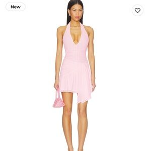 Lovers + Friends Pale Pink Halter Asymmetrical Mini Dress